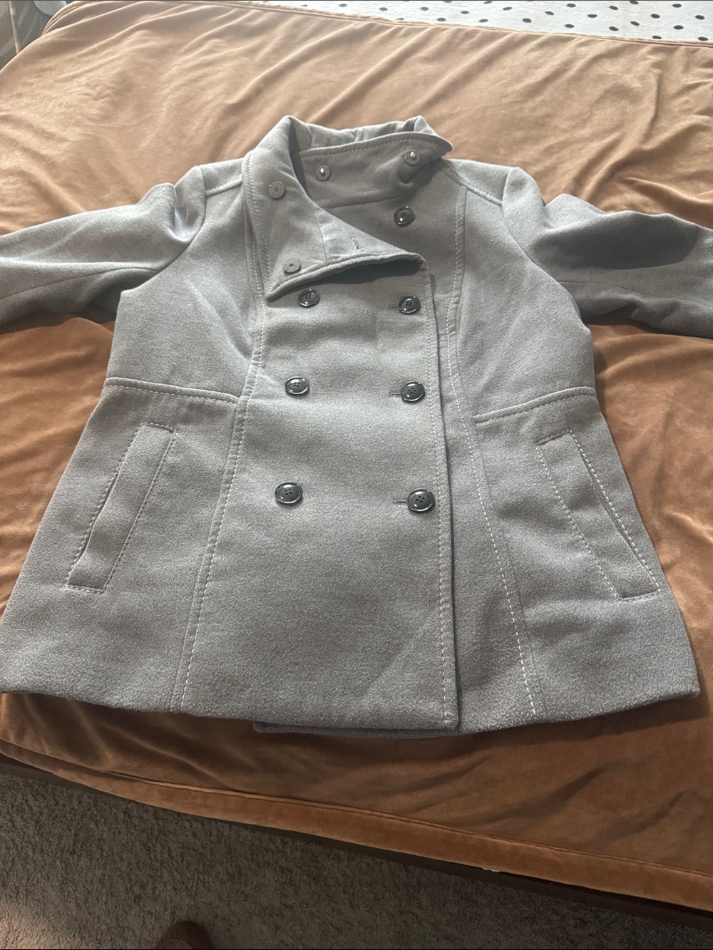 H&M Light Gray Double-Breasted Pea Coat